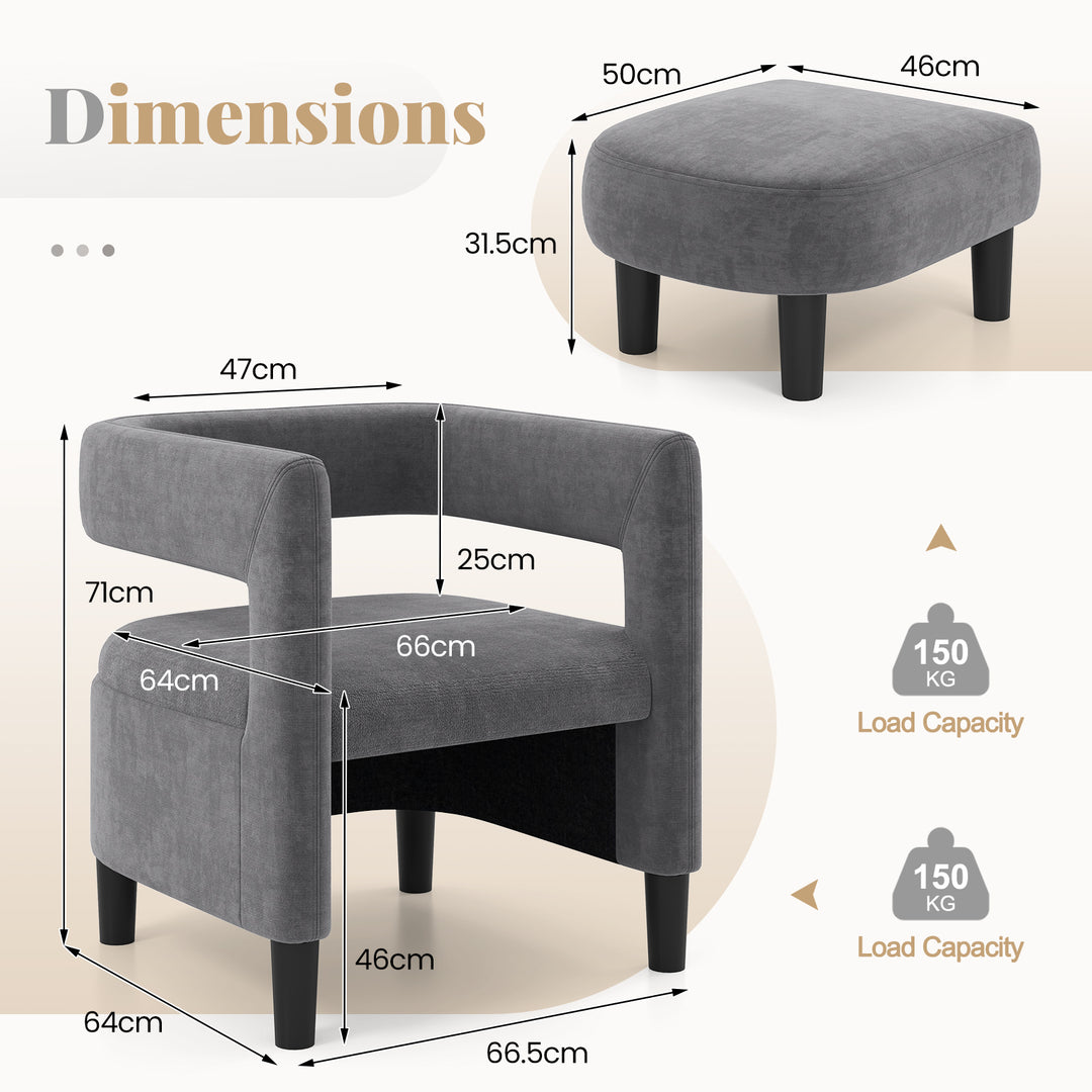 Giantex Velvet Accent Chair with Ottoman