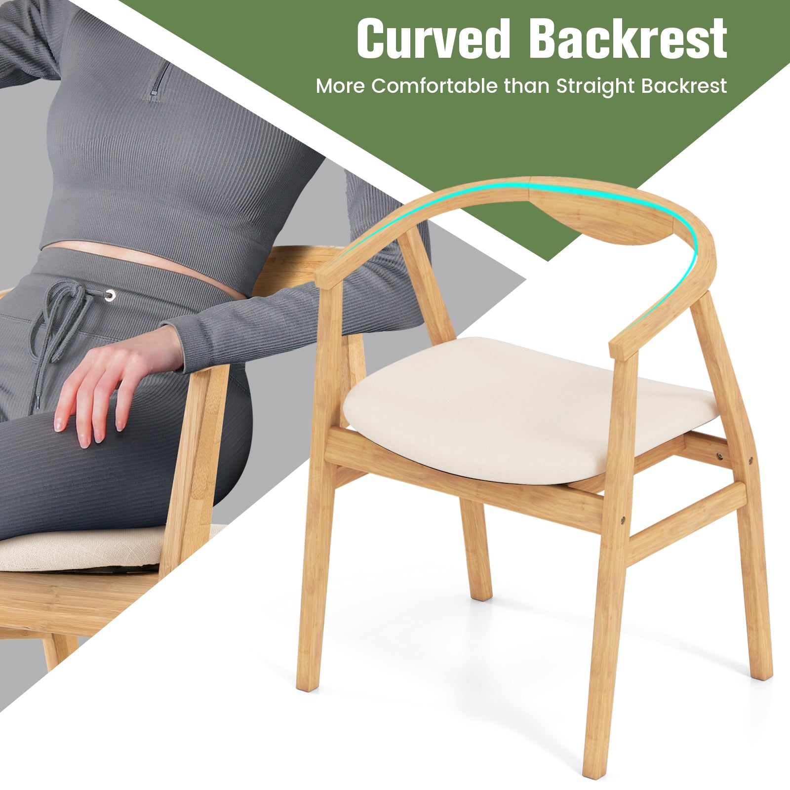 Giantex Modern Mid Century Accent Chair, Made of Fabric, Bamboo