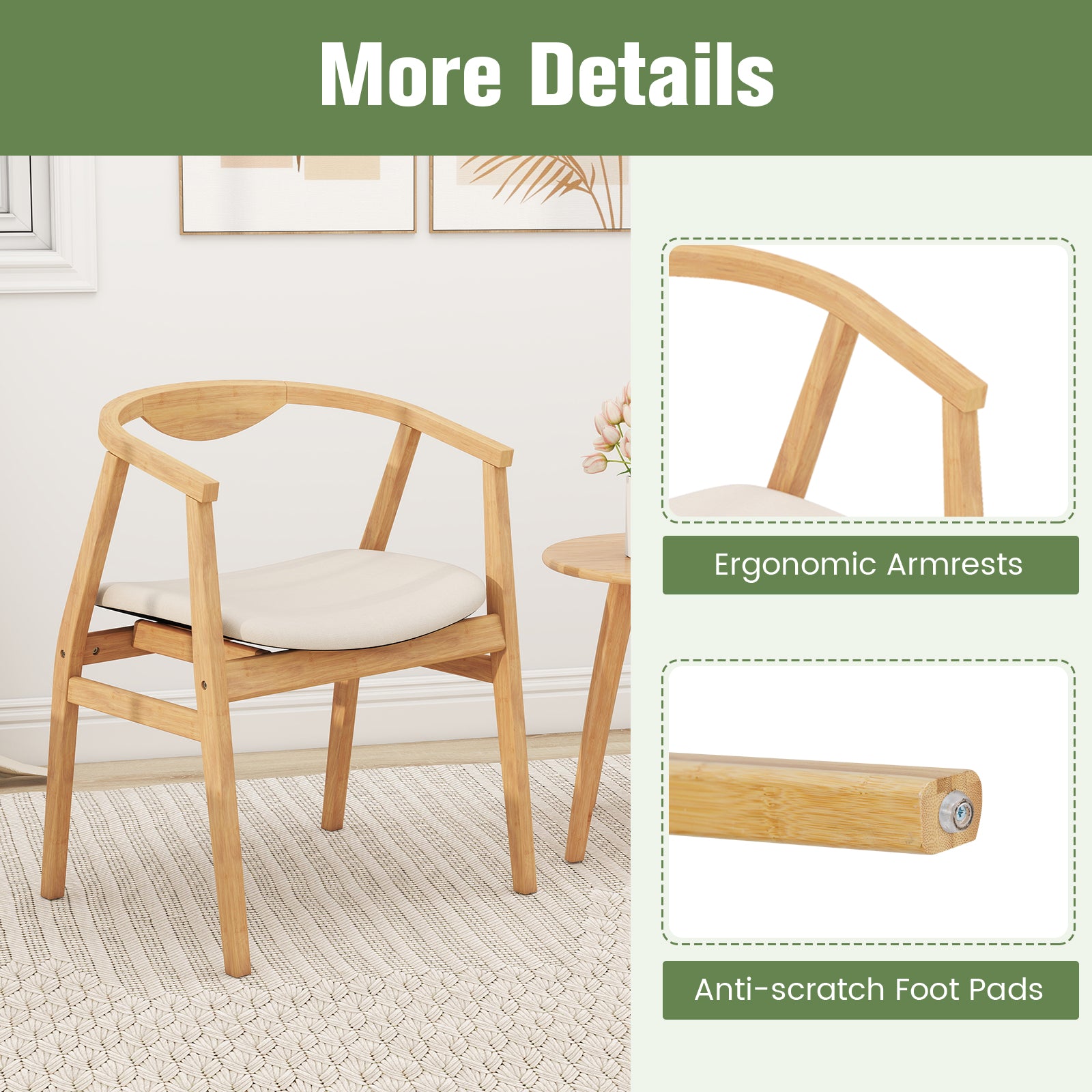 Giantex Modern Mid Century Accent Chair, Made of Fabric, Bamboo