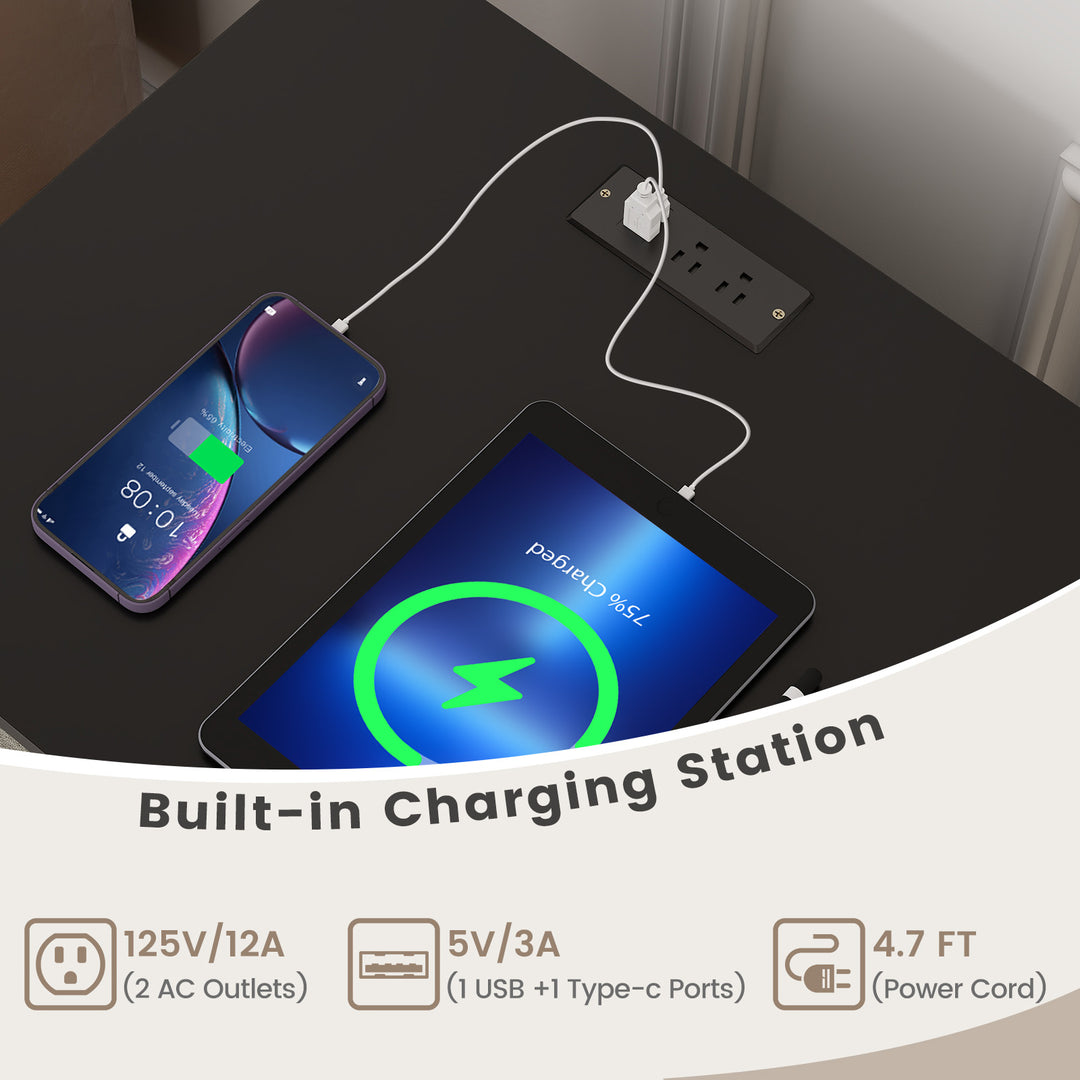 Giantex Record Player Stand with Charging Station