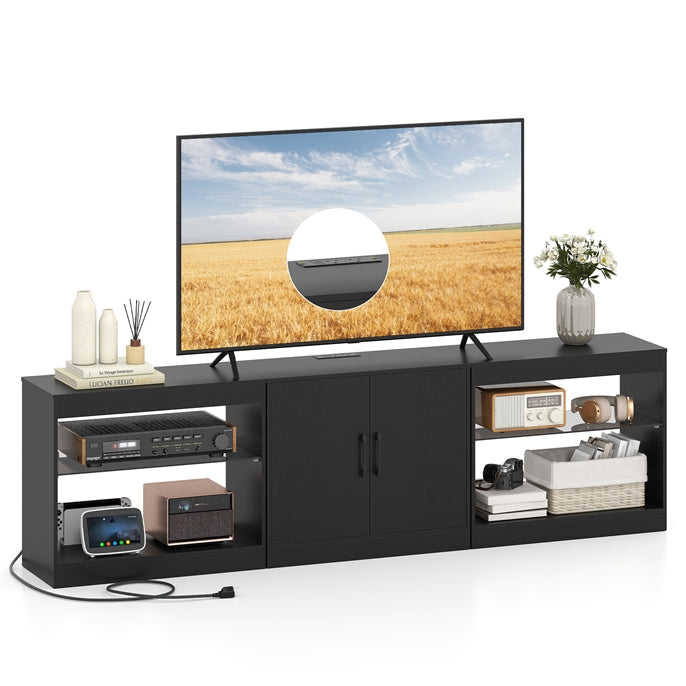Giantex LED TV Stand for 85 Inch TV | Modern Entertainment Center with Power Outlets