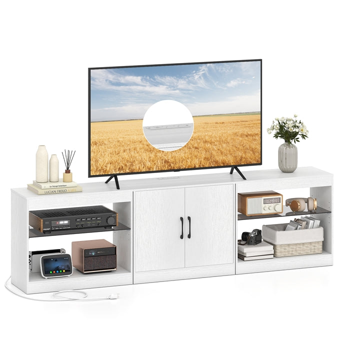 Giantex LED TV Stand for 85 Inch TV | Modern Entertainment Center with Power Outlets