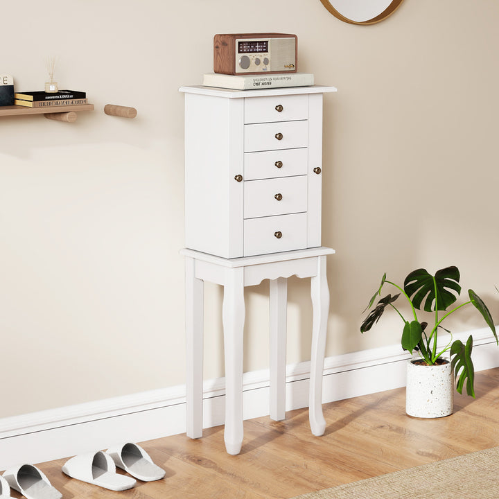 Jewelry Cabinet Armoire Storage Chest with Flip Top Mirror