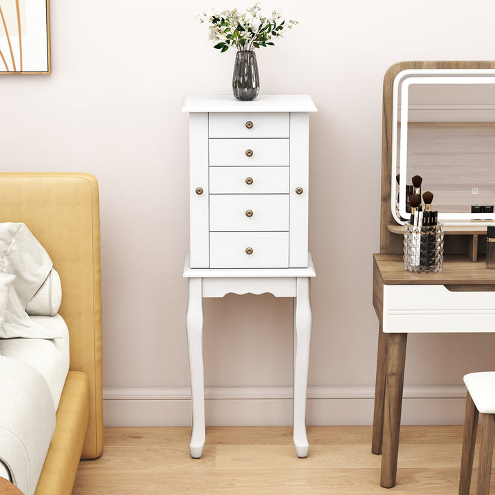 Jewelry Cabinet Armoire Storage Chest with Flip Top Mirror