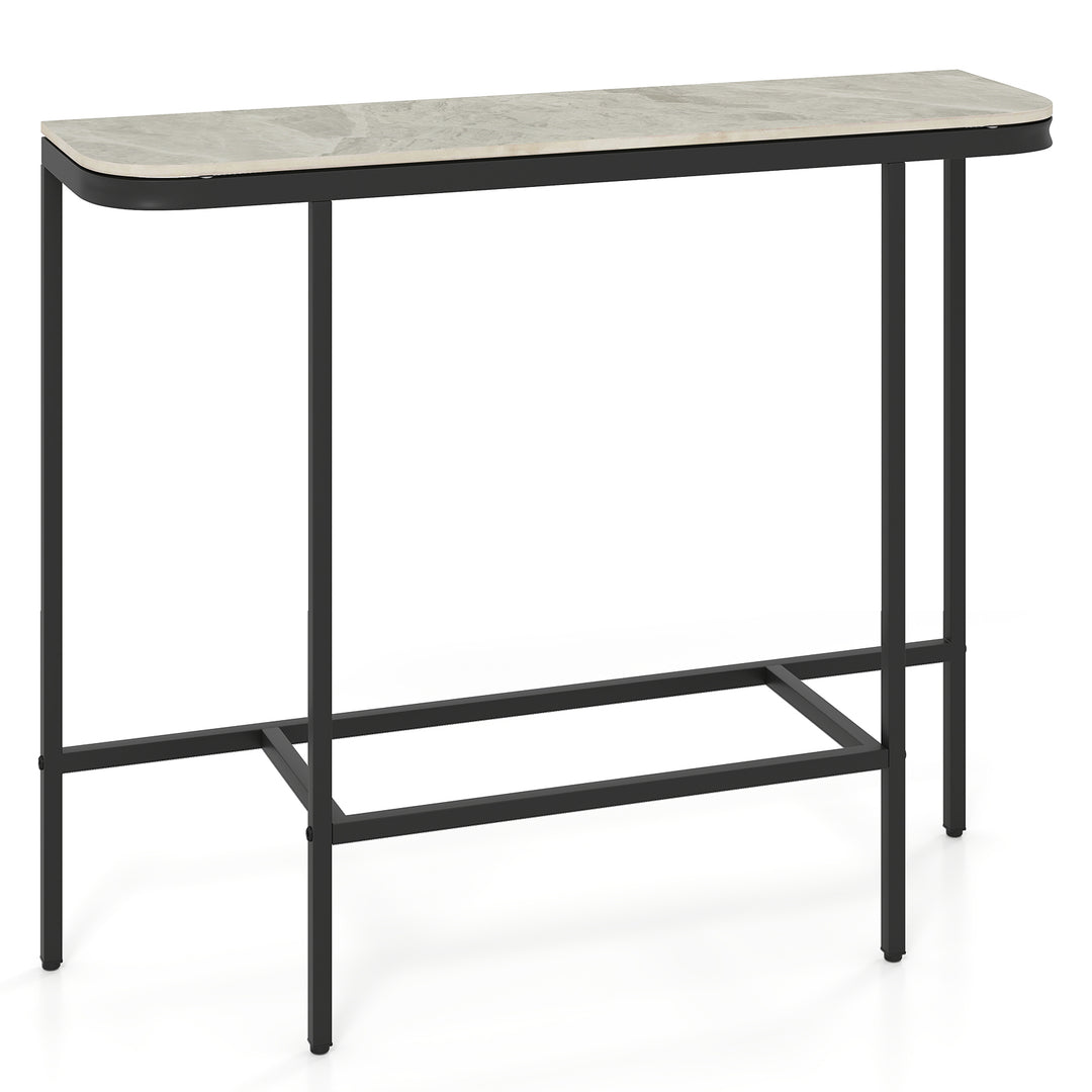 Giantex Farmhouse 44" Entryway Table with Faux Marble Tabletop &amp; Heavy-Duty Metal Frame