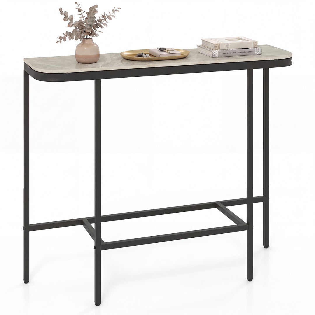 Giantex Farmhouse 44" Entryway Table with Faux Marble Tabletop &amp; Heavy-Duty Metal Frame