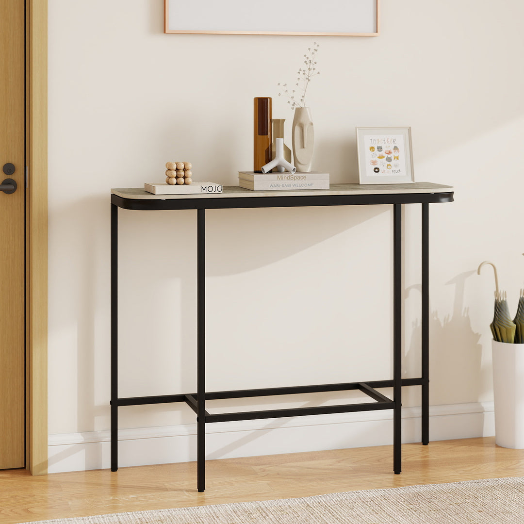 Giantex Farmhouse 44" Entryway Table with Faux Marble Tabletop &amp; Heavy-Duty Metal Frame