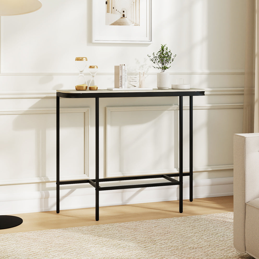 Giantex Farmhouse 44" Entryway Table with Faux Marble Tabletop &amp; Heavy-Duty Metal Frame