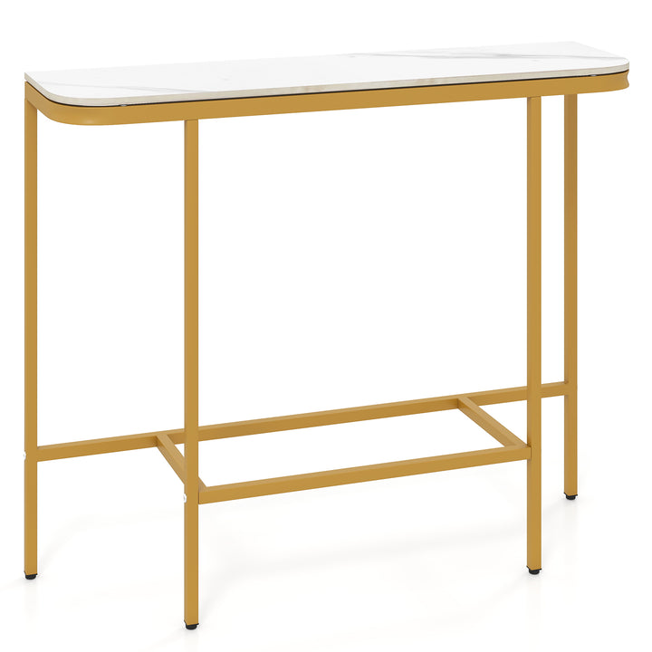Giantex Farmhouse 44" Entryway Table with Faux Marble Tabletop &amp; Heavy-Duty Metal Frame