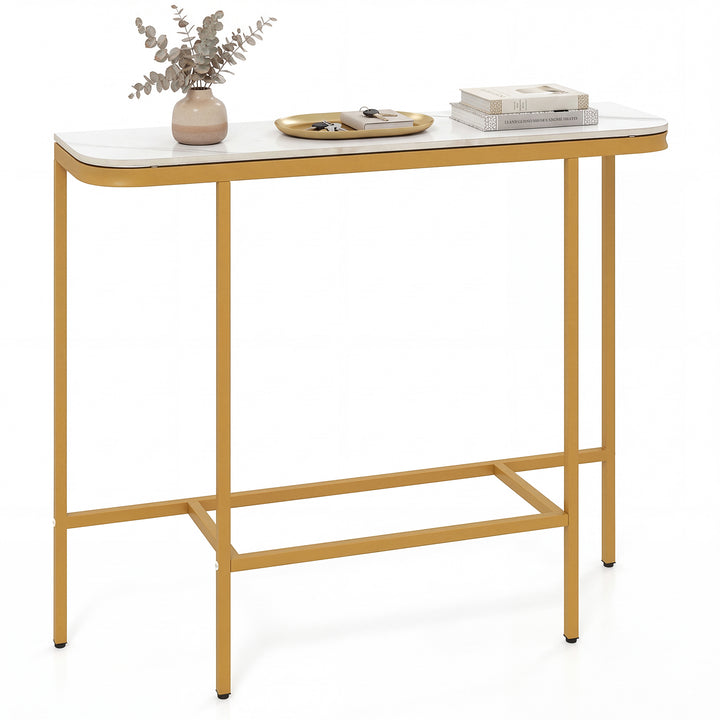 Giantex Farmhouse 44" Entryway Table with Faux Marble Tabletop &amp; Heavy-Duty Metal Frame