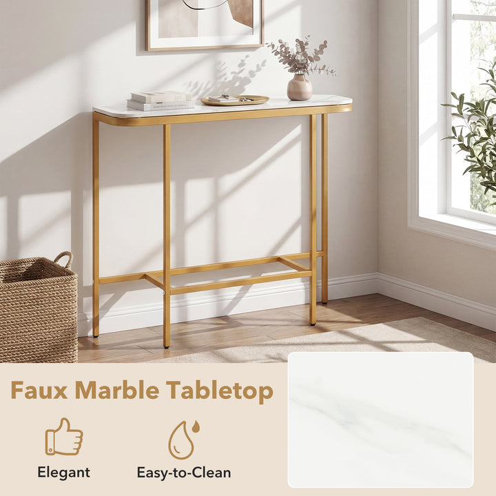 Giantex Farmhouse 44" Entryway Table with Faux Marble Tabletop &amp; Heavy-Duty Metal Frame