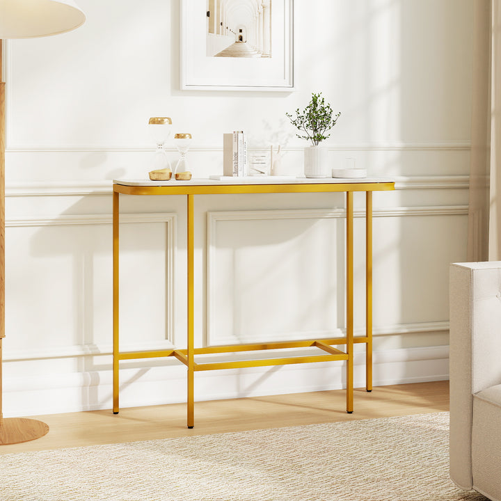 Giantex Farmhouse 44" Entryway Table with Faux Marble Tabletop &amp; Heavy-Duty Metal Frame