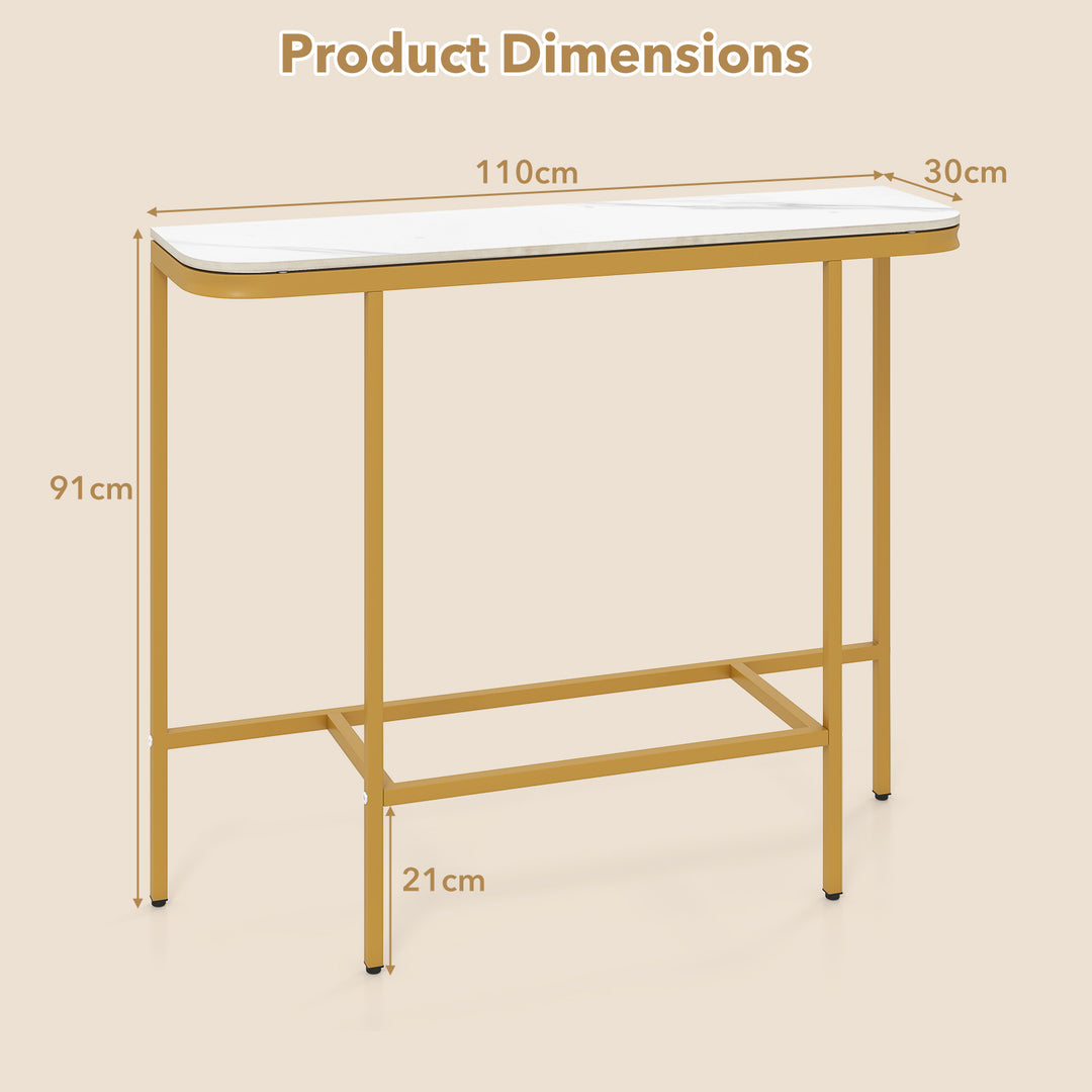 Giantex Farmhouse 44" Entryway Table with Faux Marble Tabletop &amp; Heavy-Duty Metal Frame