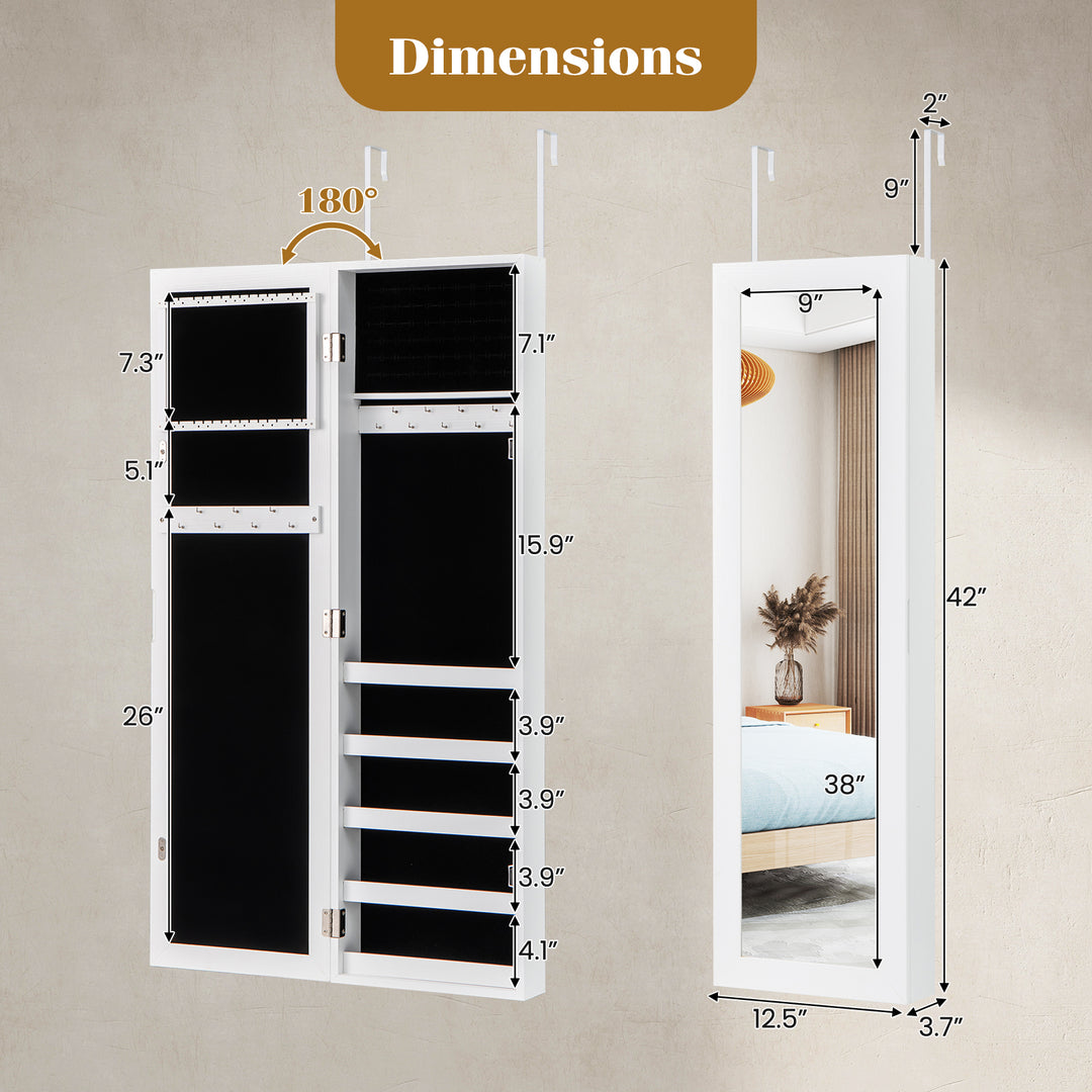 Giantex Wall Door Mounted Jewelry Armoire Cabinet with Full-length Mirror