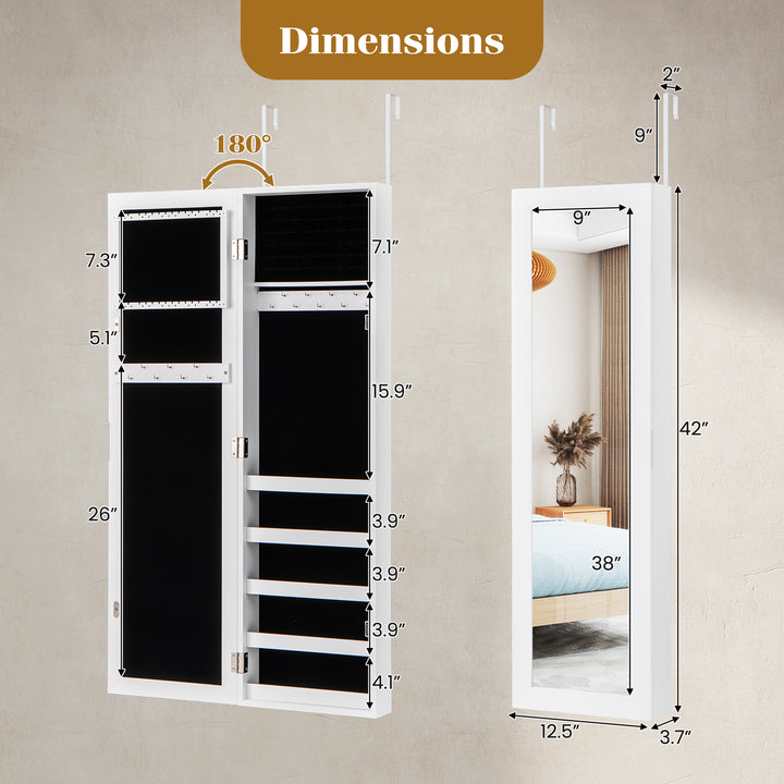 Giantex Wall Door Mounted Jewelry Armoire Cabinet with Full-length Mirror