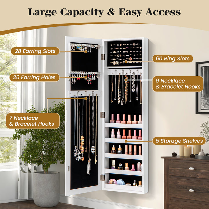 Giantex Wall Door Mounted Jewelry Armoire Cabinet with Full-length Mirror