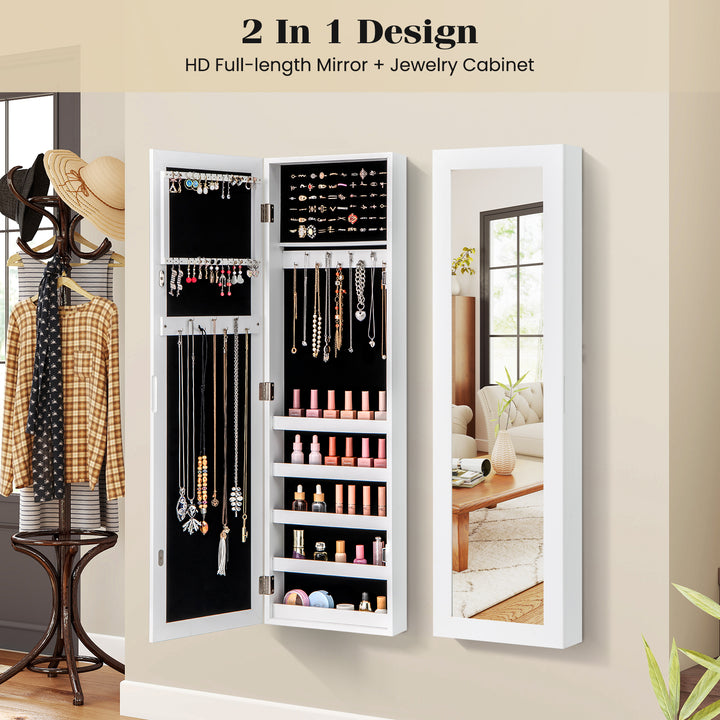 Giantex Wall Door Mounted Jewelry Armoire Cabinet with Full-length Mirror
