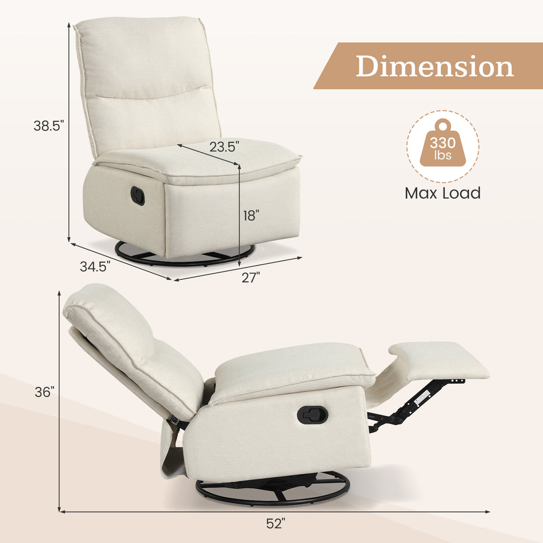 Giantex Swivel Rocking Recliner | 360° Reclining Rocker Chair with Adjustable Cushioned Back