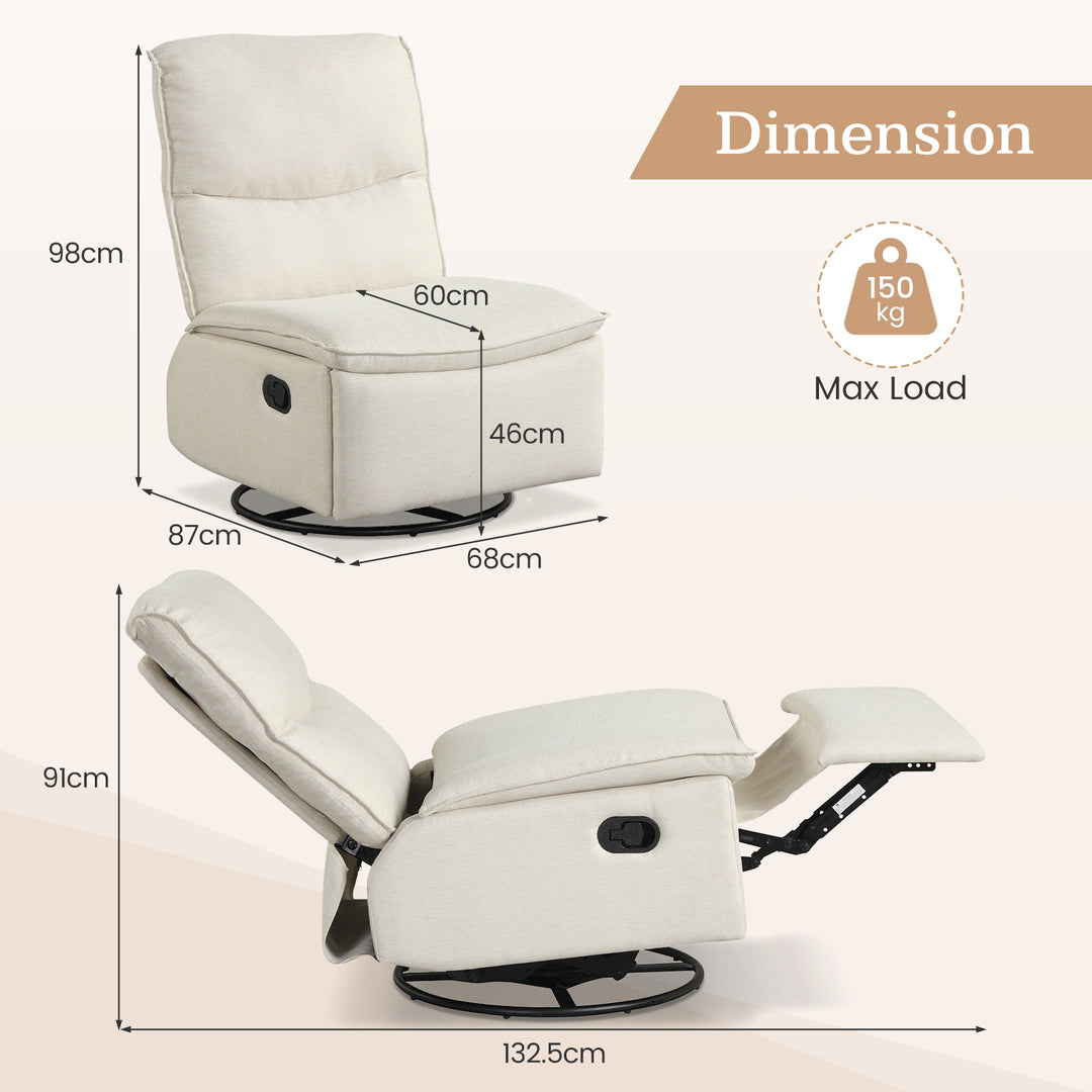 Giantex Swivel Rocking Recliner | 360° Reclining Rocker Chair with Adjustable Cushioned Back