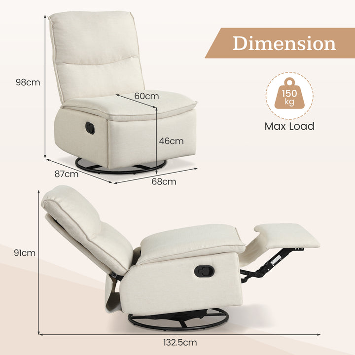 Giantex Swivel Rocking Recliner | 360° Reclining Rocker Chair with Adjustable Cushioned Back