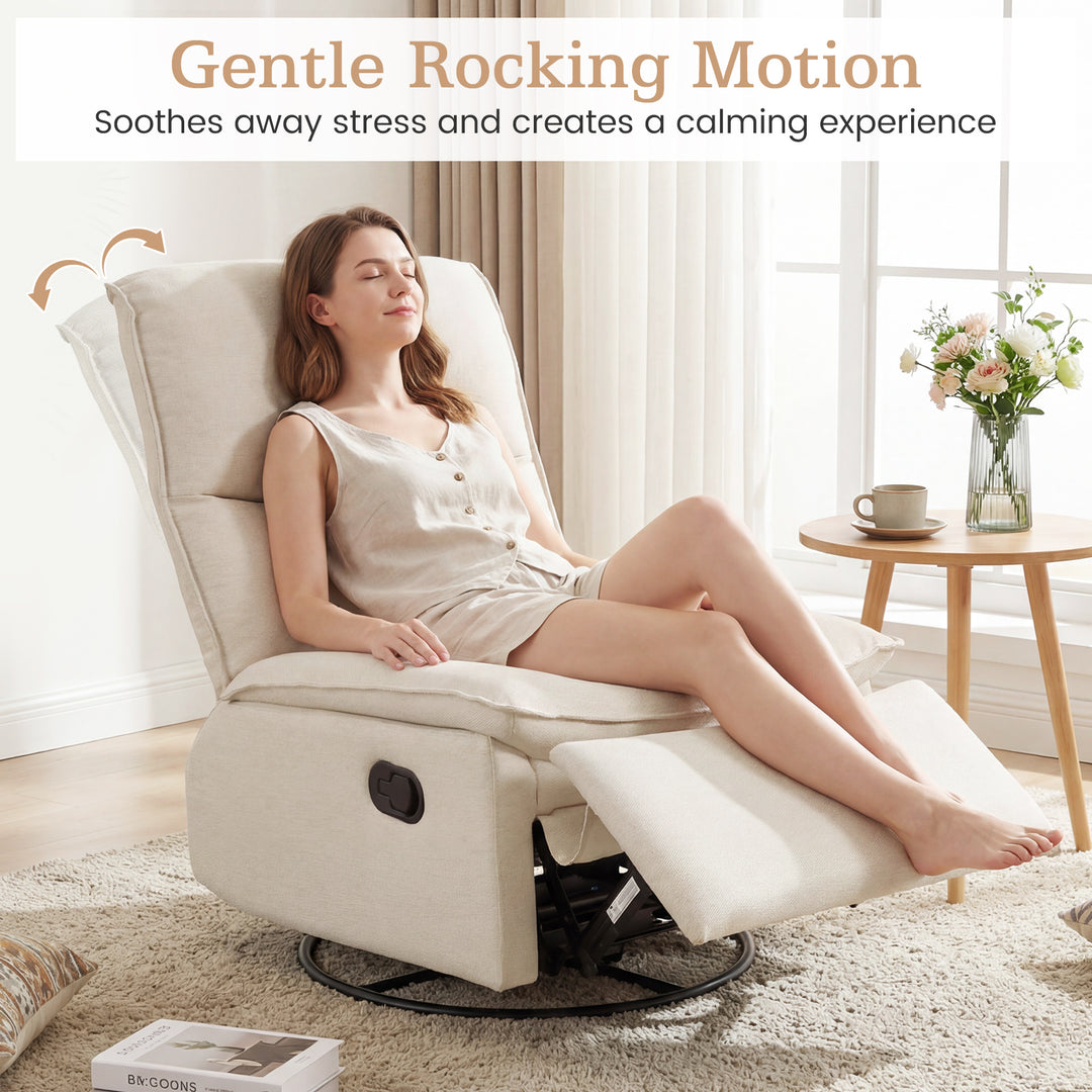 Giantex Swivel Rocking Recliner | 360° Reclining Rocker Chair with Adjustable Cushioned Back