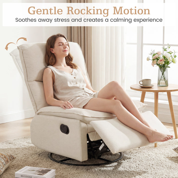 Giantex Swivel Rocking Recliner | 360° Reclining Rocker Chair with Adjustable Cushioned Back
