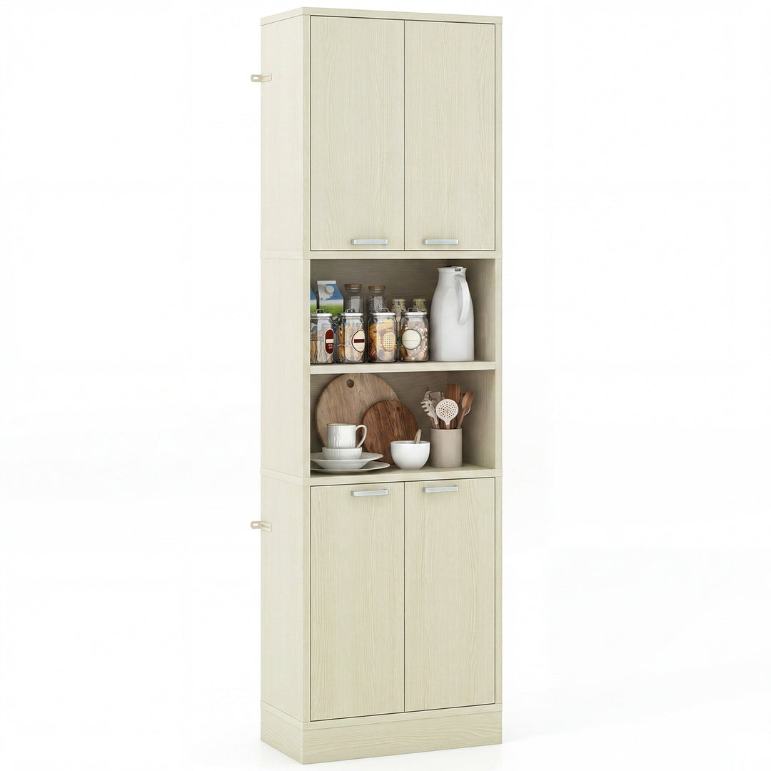 Giantex Kitchen Pantry Cabinet, 75” Tall Freestanding Cupboard with Doors &amp; Shelves