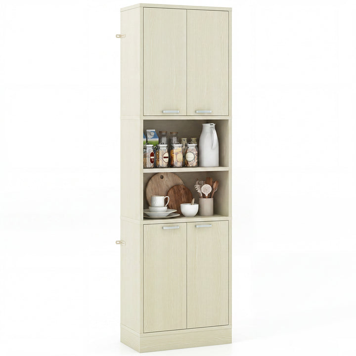 Giantex Kitchen Pantry Cabinet, 75” Tall Freestanding Cupboard with Doors &amp; Shelves