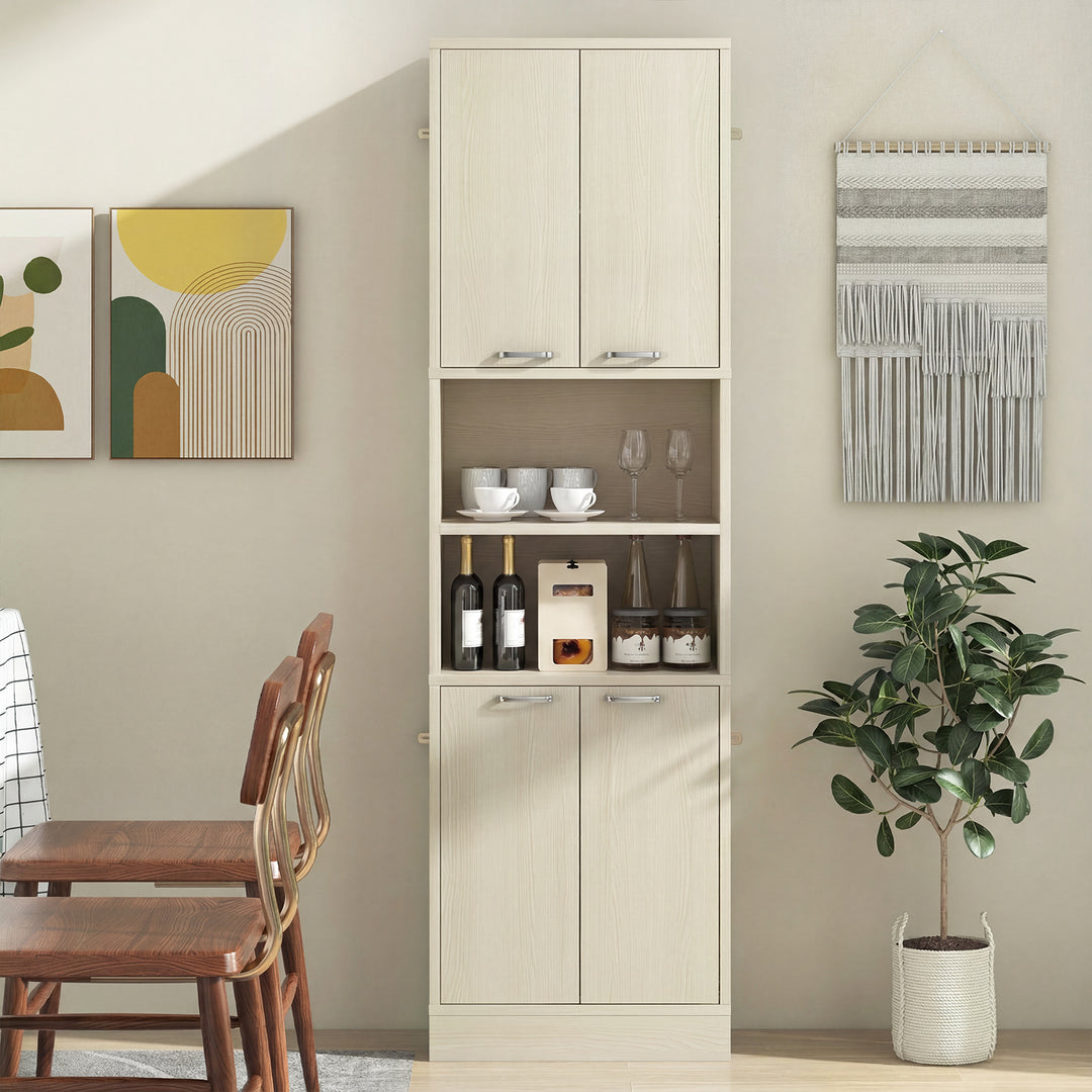 Giantex Kitchen Pantry Cabinet, 75” Tall Freestanding Cupboard with Doors &amp; Shelves