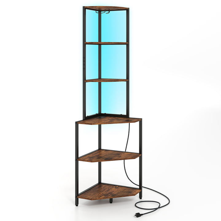 Giantex 6-Tier Kitchen Corner Shelf with 16 Color LED Lights