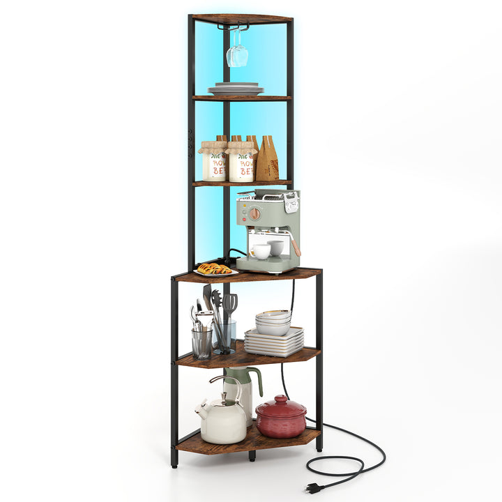 Giantex 6-Tier Kitchen Corner Shelf with 16 Color LED Lights