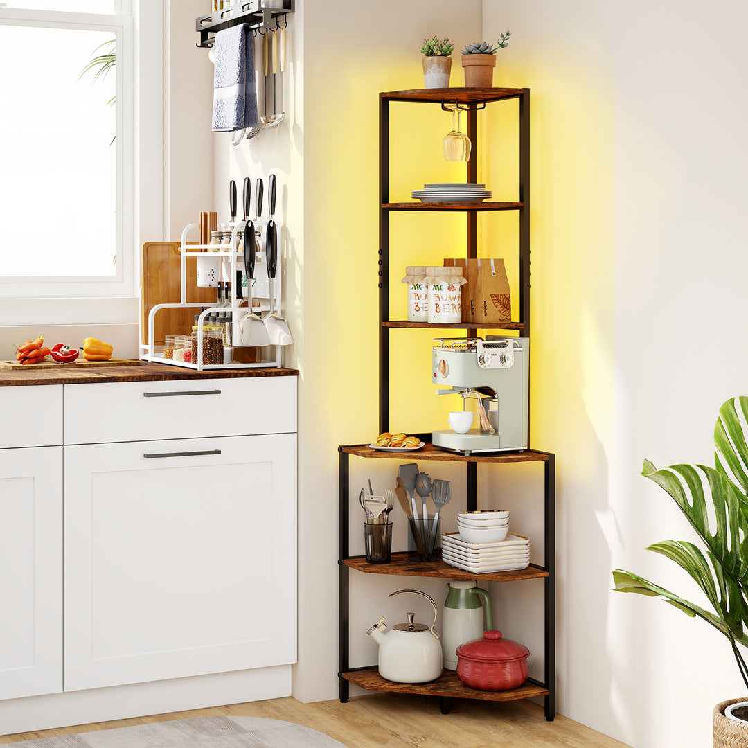 Giantex 6-Tier Kitchen Corner Shelf with 16 Color LED Lights