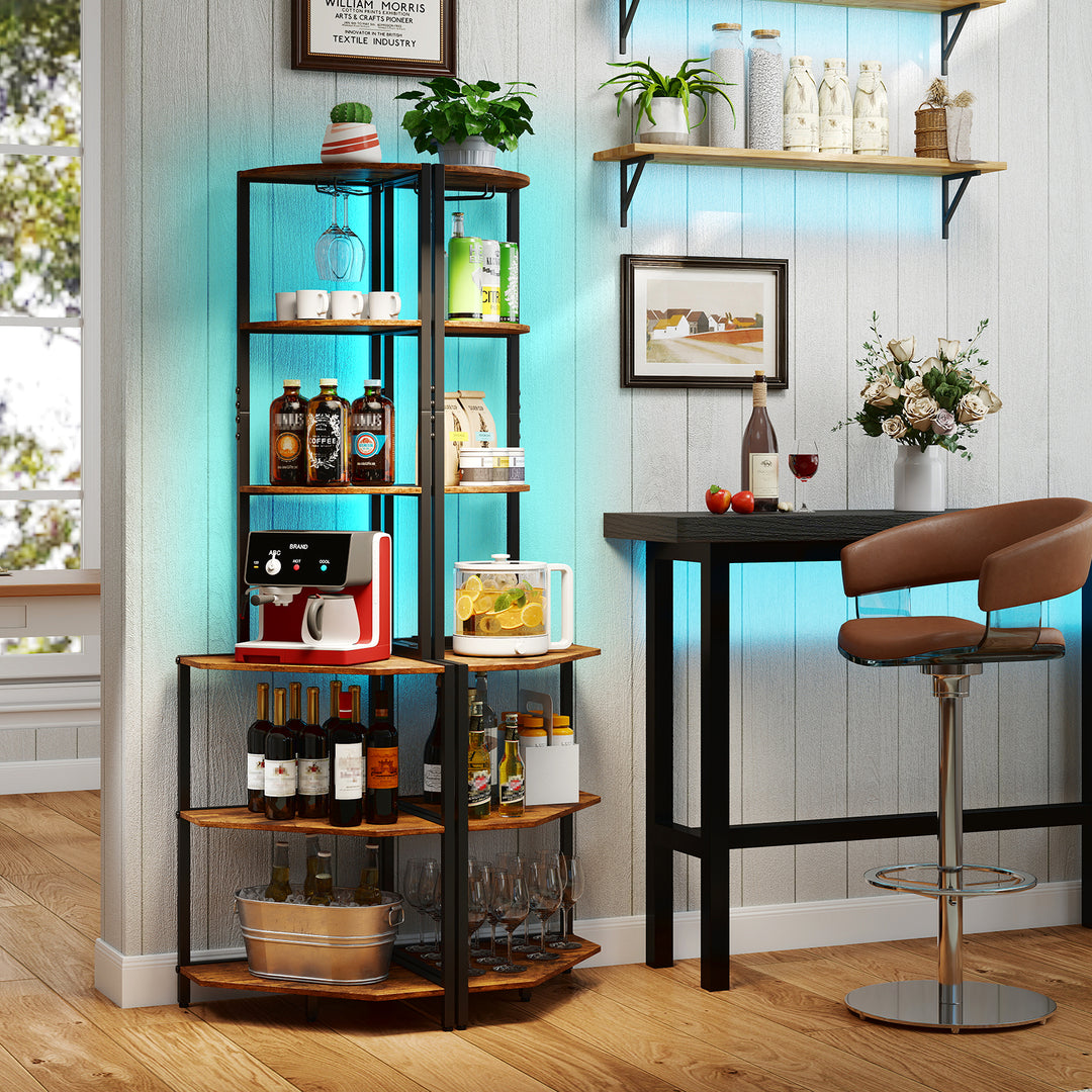 Giantex 6-Tier Kitchen Corner Shelf with 16 Color LED Lights