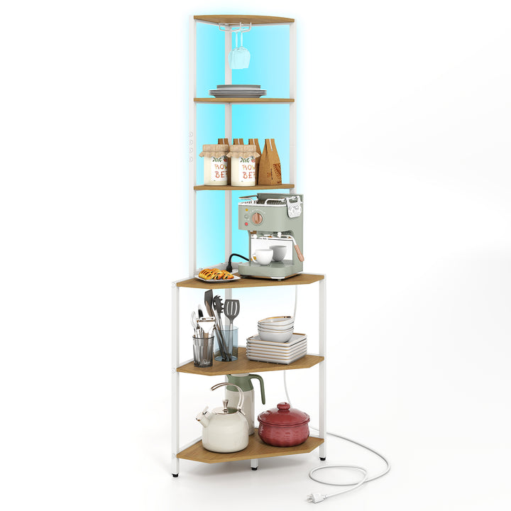 Giantex 6-Tier Kitchen Corner Shelf with 16 Color LED Lights