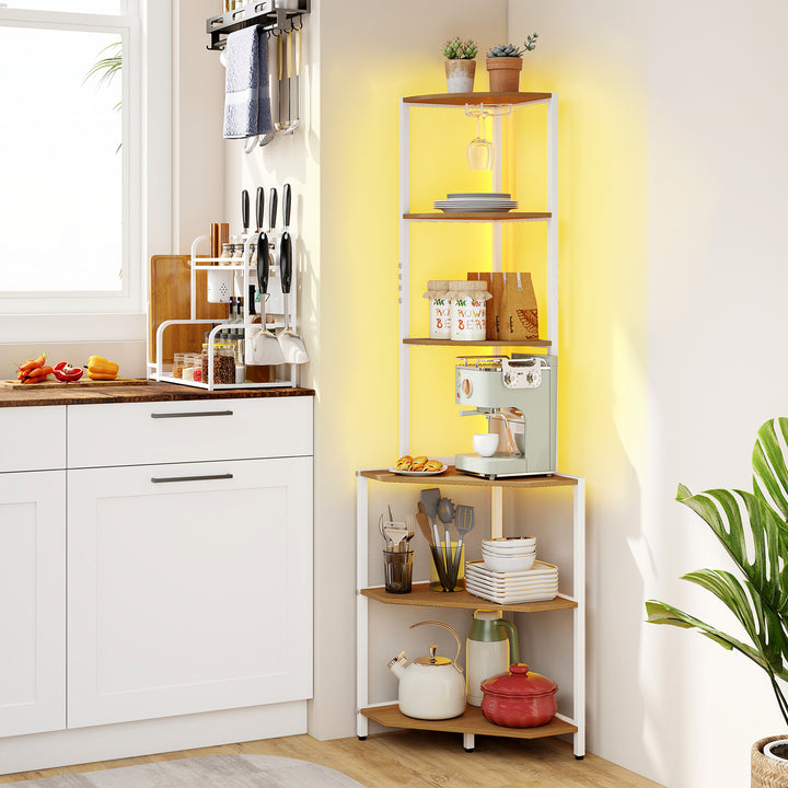 Giantex 6-Tier Kitchen Corner Shelf with 16 Color LED Lights
