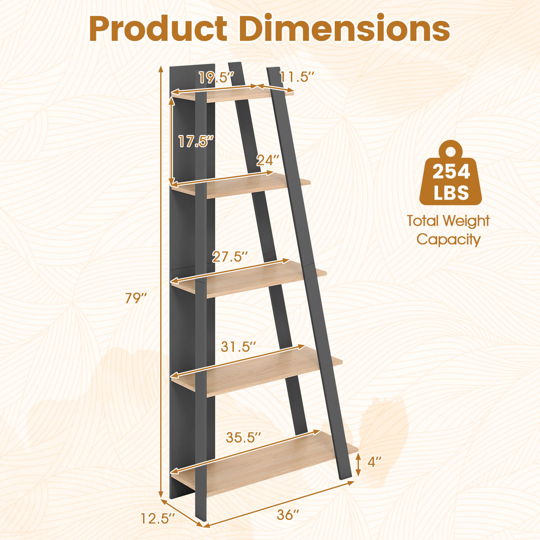 Giantex 4 Tier/ 5-Tier Narrow Wooden Vertical Trapezoidal Bookcase