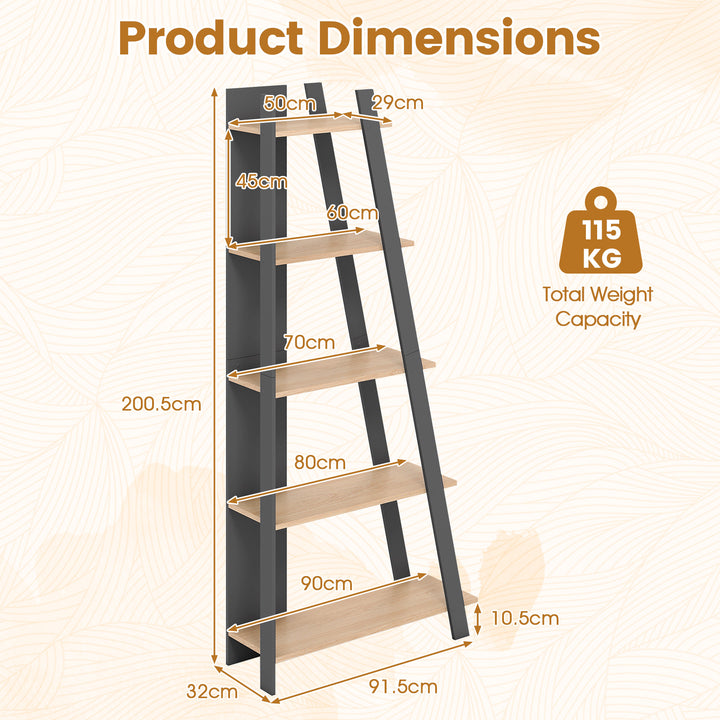 Giantex 4 Tier/ 5-Tier Narrow Wooden Vertical Trapezoidal Bookcase