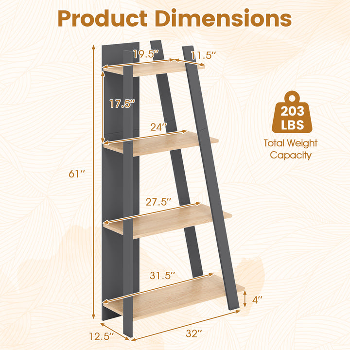 Giantex 4 Tier/ 5-Tier Narrow Wooden Vertical Trapezoidal Bookcase