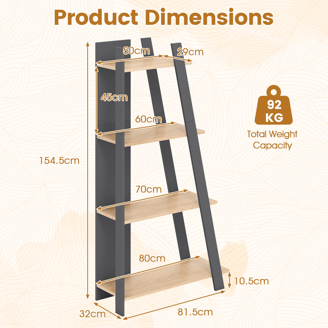 Giantex 4 Tier/ 5-Tier Narrow Wooden Vertical Trapezoidal Bookcase
