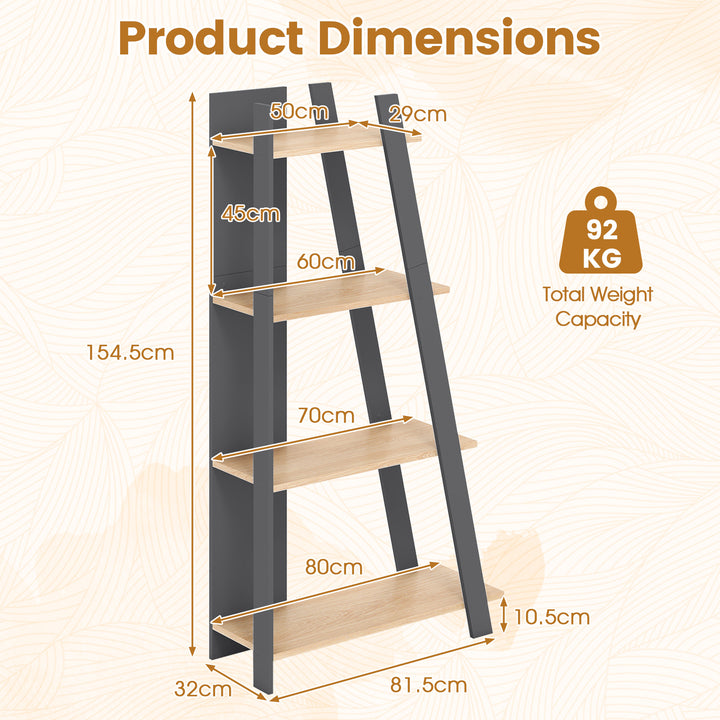 Giantex 4 Tier/ 5-Tier Narrow Wooden Vertical Trapezoidal Bookcase