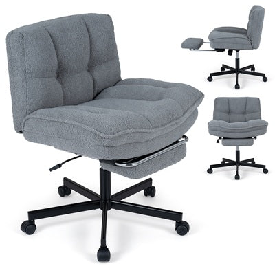 GIANTEX Low Back Criss Cross Office Chair w/Footrest 26" Wide Seat