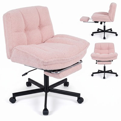GIANTEX Low Back Criss Cross Office Chair w/Footrest 26" Wide Seat