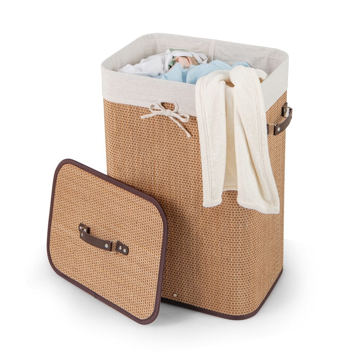 Laundry Hamper Bamboo Laundry Basket, Clothes Hamper with Lid and Removable