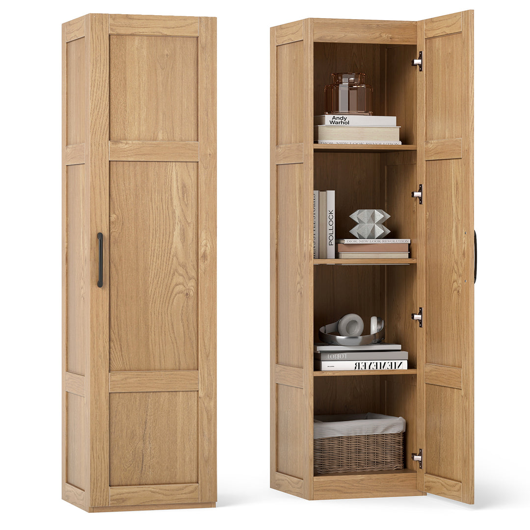 Giantex Narrow Farmhouse Freestanding Bathroom Cabinet with 4 Shelves