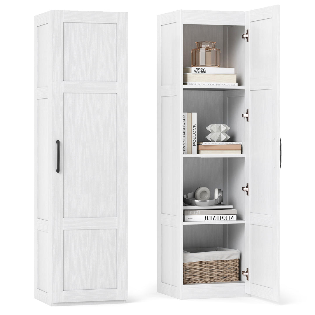 Giantex Narrow Farmhouse Freestanding Bathroom Cabinet with 4 Shelves