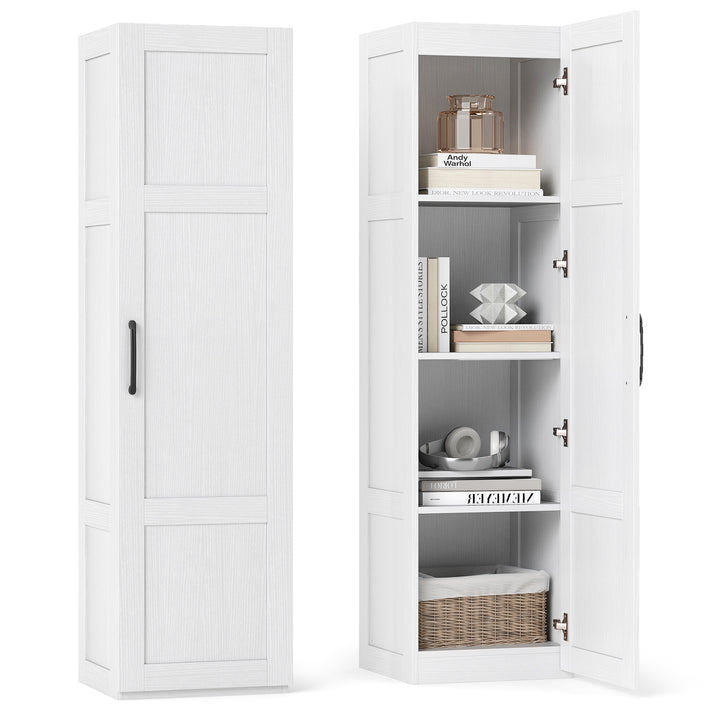 Giantex Narrow Farmhouse Freestanding Bathroom Cabinet with 4 Shelves