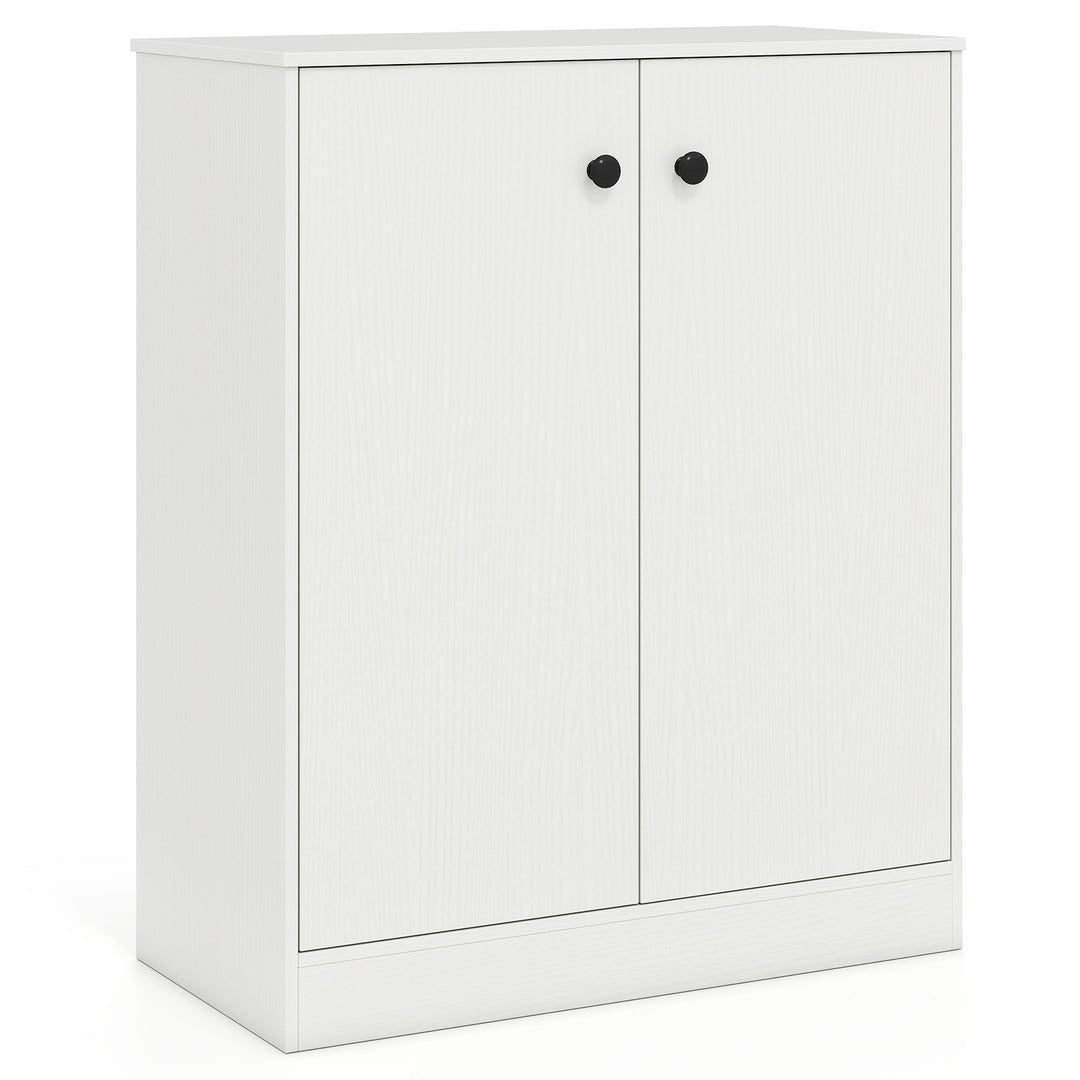 Giantex 2 Door Storage Base Cabinet - Freestanding Floor Cabinet with 3-Tier Shelf