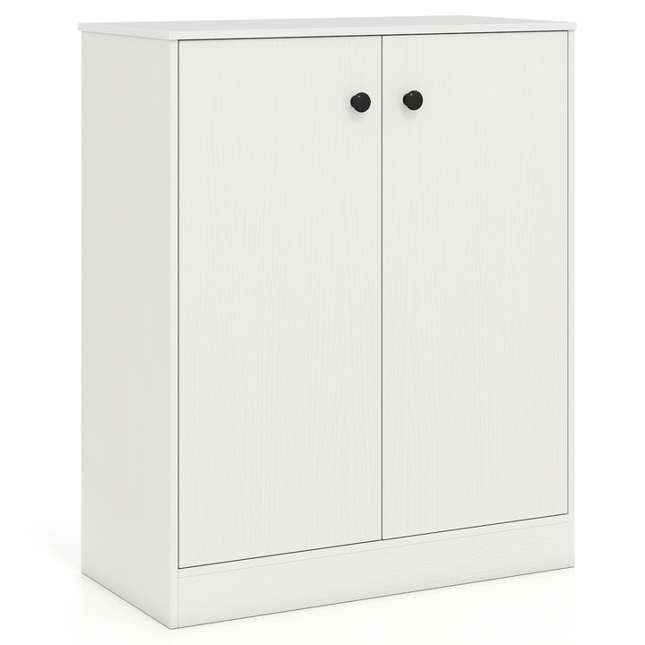 Giantex 2 Door Storage Base Cabinet - Freestanding Floor Cabinet with 3-Tier Shelf