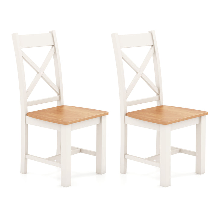 Giantex Wooden Dining Chairs Set, Farmhouse Kitchen Chairs with High Cross Back, Rubber Wood Frame