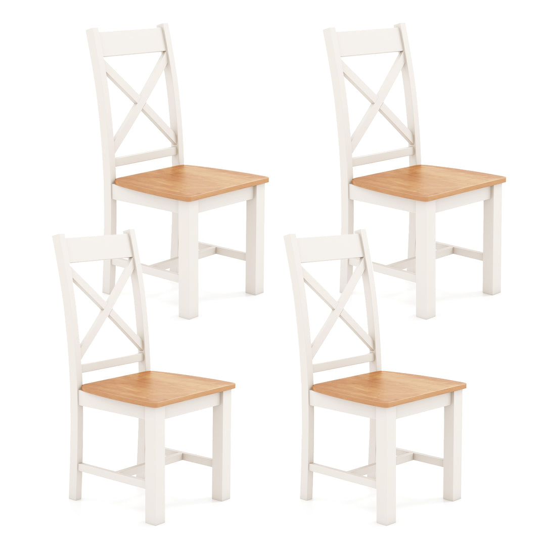 Giantex Wooden Dining Chairs Set, Farmhouse Kitchen Chairs with High Cross Back, Rubber Wood Frame